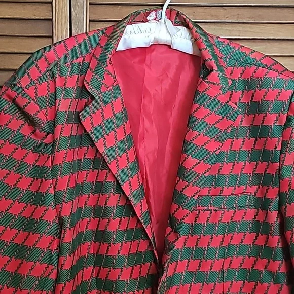 NWOT Christmas Blazer Dec. 25th ugly X-Mas jacket men XL red and green lined - Picture 2 of 12